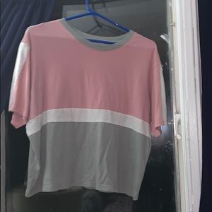 Pink, Grey, and White crop top